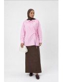 Chemise Croisée en Coton Stretch Rose