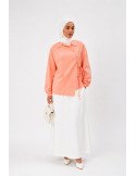 Chemise Croisée en Coton Stretch Corail