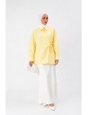 Chemise Croisée en Coton Stretch Jaune