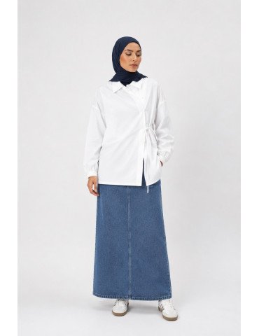 Chemise Croisée en Coton Stretch Blanche