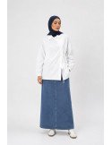 Chemise Croisée en Coton Stretch Blanche