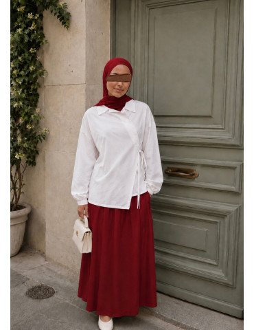 Chemise Croisée en Coton Stretch Blanche 2