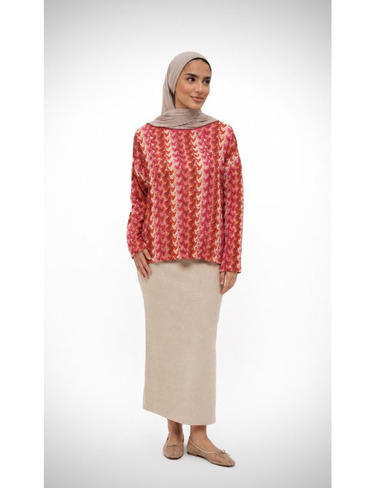 Haut en crochet ajouré multicolore