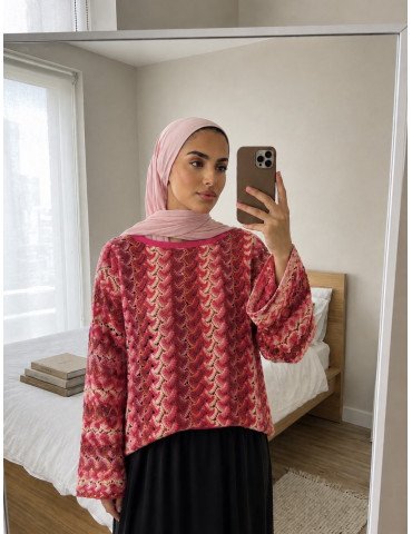 Haut en crochet ajouré multicolore 2