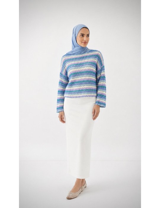 Haut en crochet ajouré multicolore