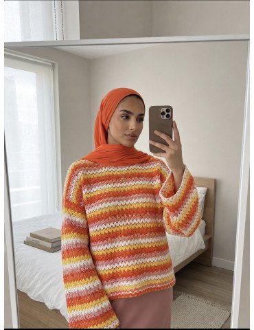 Haut en crochet ajouré multicolore 2