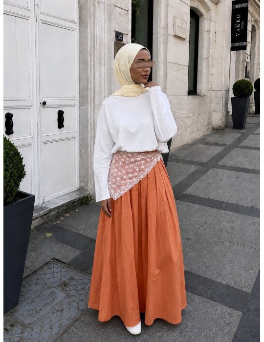 Jupe longue ample orange