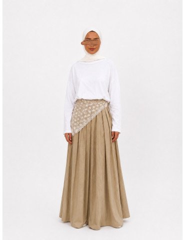 Jupe longue ample beige