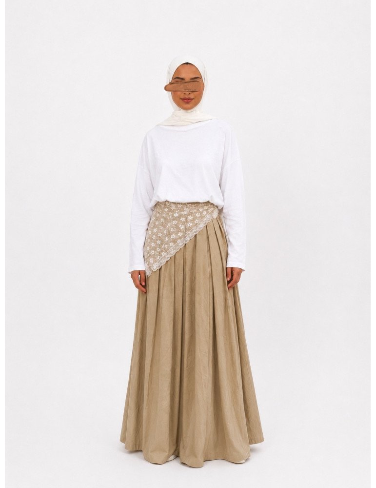 Jupe longue ample beige