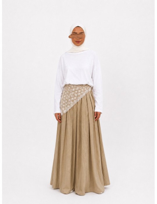 Jupe longue ample beige