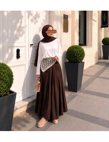 Jupe longue ample marron 2
