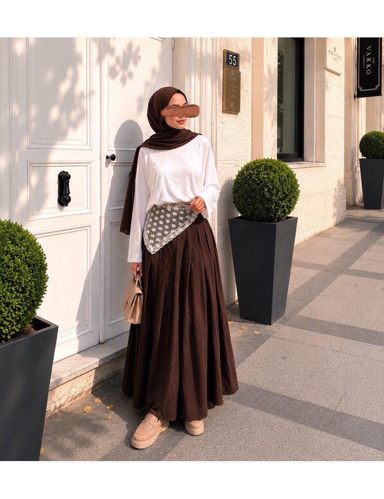Jupe longue ample marron