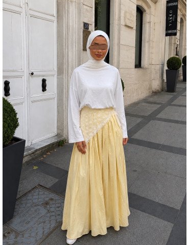 Jupe longue ample jaune 2